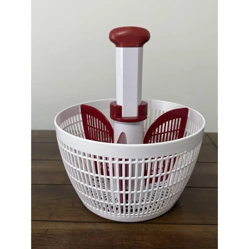 KitchenAid Salad Spinner Red Large Vegetables Lettuce Washer Dryer Colander Pump